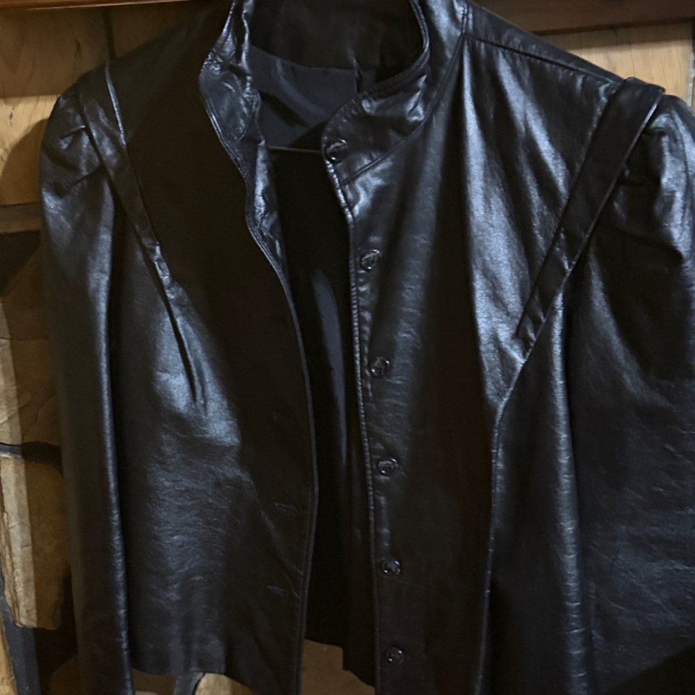 Women's Black Leather Jacket - Picture 3 of 4